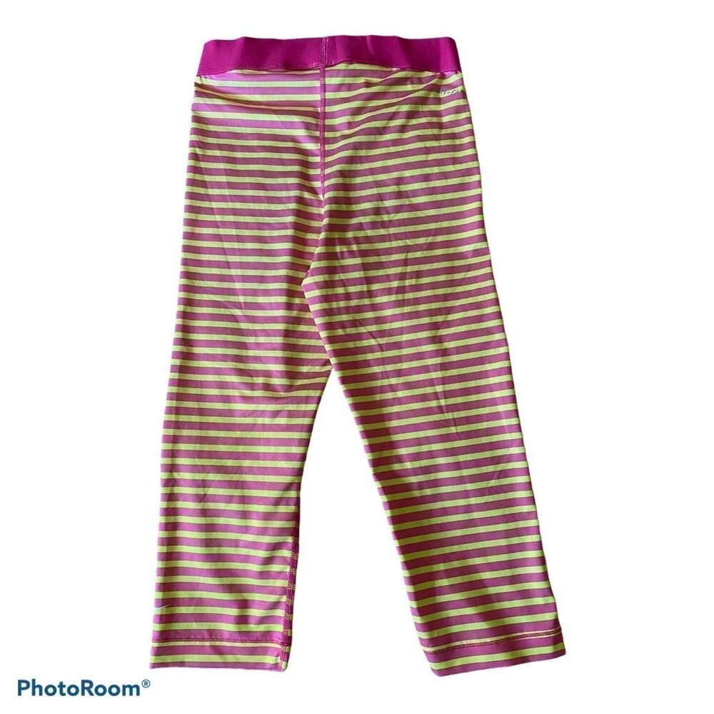 Nike Pro Dri-fit cropped Pink Yellow Striped compression leggings size Small S - Picture 2 of 6